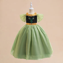 Carregar imagem no visualizador da galeria, Vestido largo verde con negro estilo Anna de Frozen
