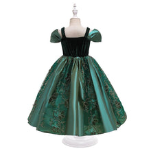 Carregar imagem no visualizador da galeria, Vestido largo verde oscuro con negro estilo Anna de Frozen
