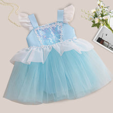 Carregar imagem no visualizador da galeria, Body vestido celeste con lentejuelas y tul estilo Cenicienta
