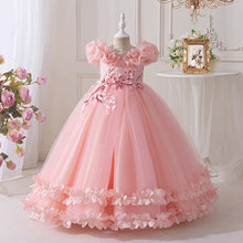 Carregar imagem no visualizador da galeria, Vestido largo con bordados de flores en 3D
