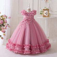 Carregar imagem no visualizador da galeria, Vestido largo con bordados de flores en 3D
