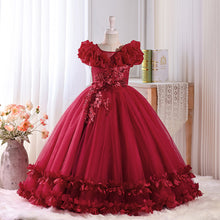 Carregar imagem no visualizador da galeria, Vestido largo con bordados de flores en 3D
