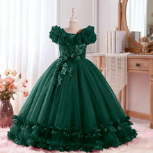 Carregar imagem no visualizador da galeria, Vestido largo con bordados de flores en 3D
