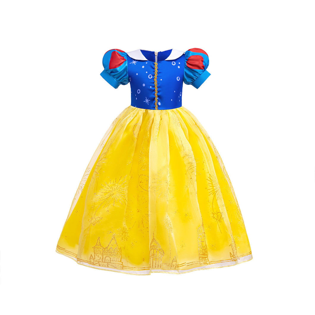 Vestido largo con mangas abullonadas estilo Blancanieves