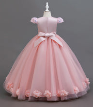 Cargar imagen en el visor de la galería, Vestido largo con bordados de flores y moño

