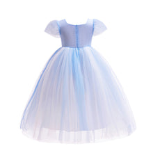 Carregar imagem no visualizador da galeria, Vestido celeste con lentejuelas y mangas transparente
