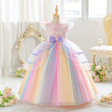 Cargar imagen en el visor de la galería, Vestido largo de mariposas con falda colorida

