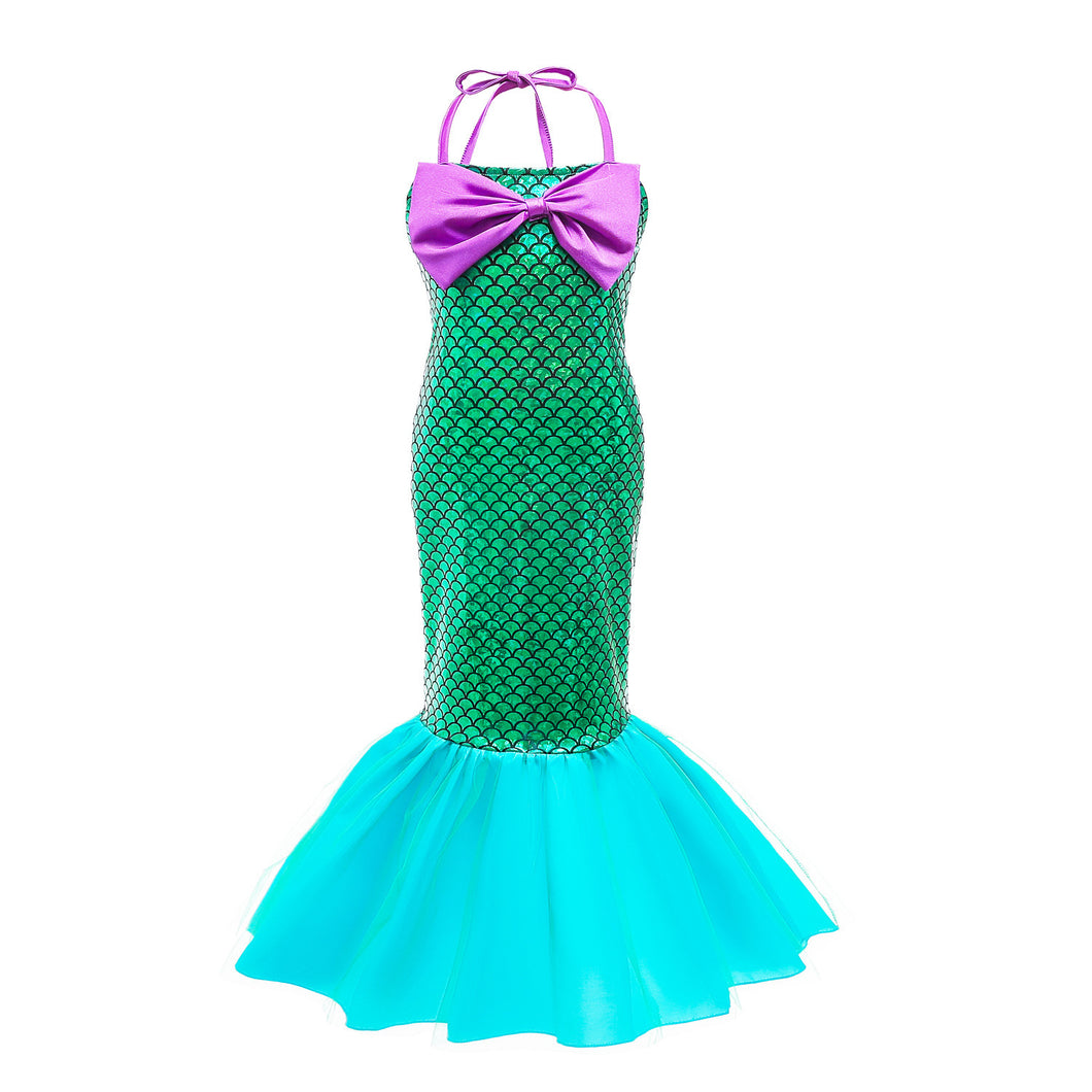 Vestido verde con lila y turquesa de Sirena