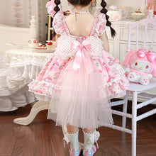 Carregar imagem no visualizador da galeria, Vestido rosa de My Melody (Sanrio) Incluye moño grande a motas con tul
