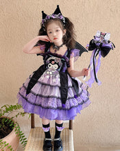 Cargar imagen en el visor de la galería, Vestido de Kuromi (Sanrio) Incluye moño grande y alas
