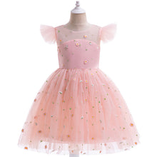 Carregar imagem no visualizador da galeria, Vestido rosa con tul y bordados de flores
