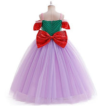 Cargar imagen en el visor de la galería, Vestido lila con verde, detalles rojo estilo sirena con diseños
