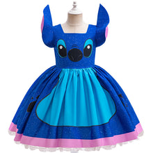 Cargar imagen en el visor de la galería, Vestido azul con rosa de Stitch
