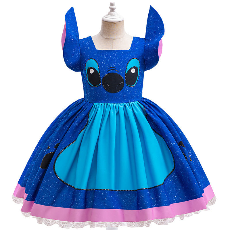 Vestido azul con rosa de Stitch