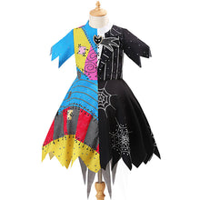Cargar imagen en el visor de la galería, Vestido mitad colorido, y negro estilo esqueleto de Jack y Sally
