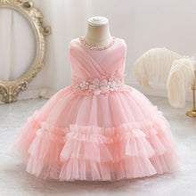Carregar imagem no visualizador da galeria, Vestido con bordados de flores y perlas
