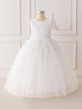 Carregar imagem no visualizador da galeria, Vestido blanco con bordados de flores y brillo
