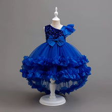 Cargar imagen en el visor de la galería, Vestido con lentejuelas, cola de pato y volados de tul

