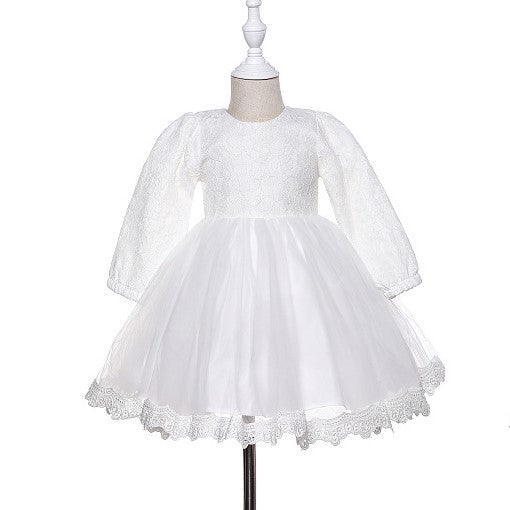 Vestido blanco con tul y   encaje