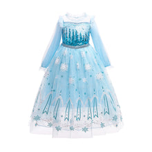 Carregar imagem no visualizador da galeria, Vestido estilo Frozen celeste con lentejuelas y tul
