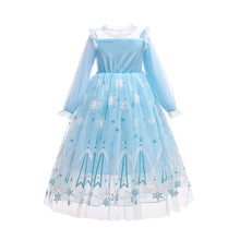 Carregar imagem no visualizador da galeria, Vestido estilo Frozen celeste con lentejuelas y tul
