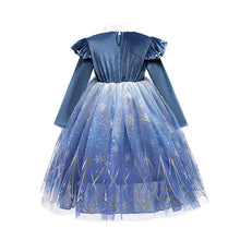 Cargar imagen en el visor de la galería, Vestido azul con perlas estilo Elsa de Frozen gamuzado y falda de tul
