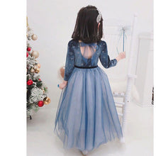 Carregar imagem no visualizador da galeria, Vestido estilo Frozen azul marino gamuzado y falda de tul
