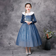 Carregar imagem no visualizador da galeria, Vestido azul con cuello blanco estilo Elsa de Frozen
