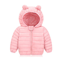 Carregar imagem no visualizador da galeria, Campera de pluma con capucha y orejas
