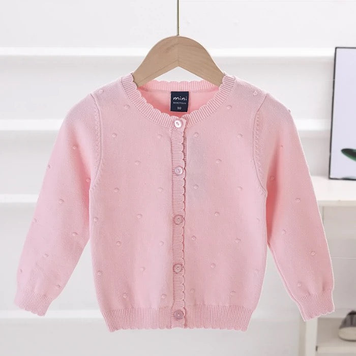 Abrigo de hilo rosa con relieves