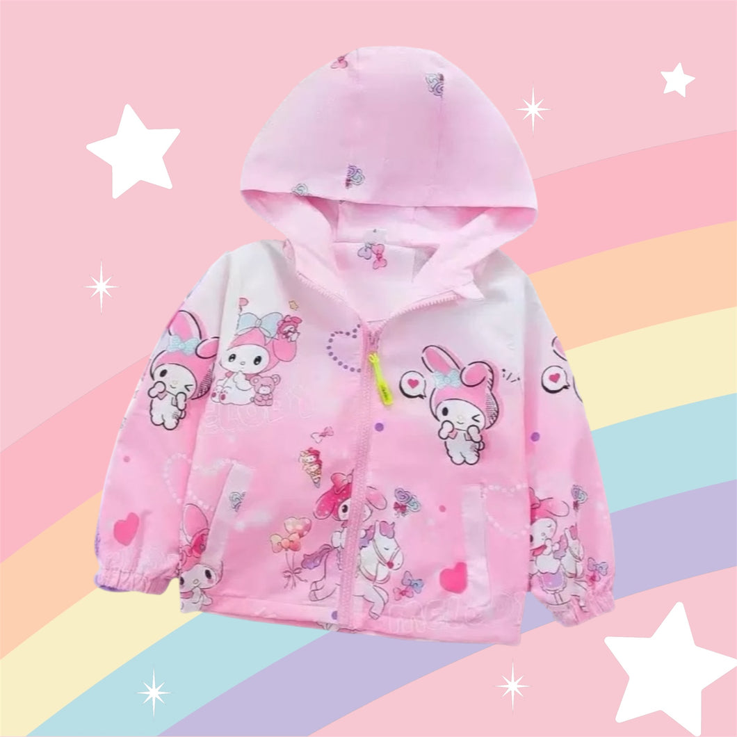 Campera rompe viento rosa con capucha de Melody (Sanrio)