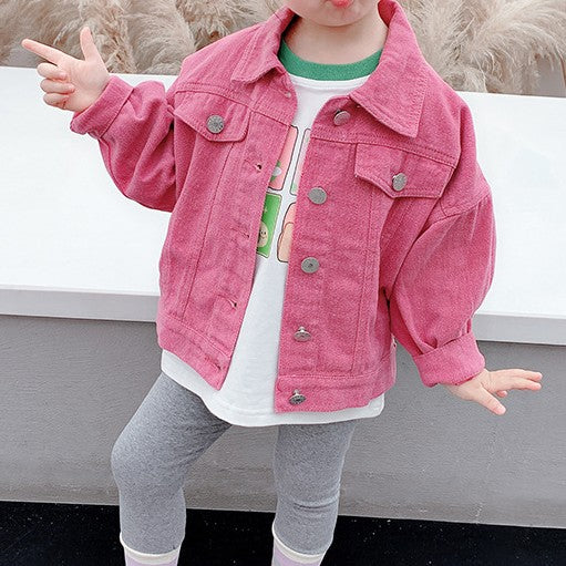 Campera pink tipo jeans con diseños