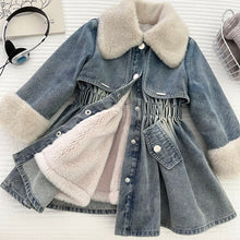 Carregar imagem no visualizador da galeria, Tapado de jeans con forro polar beige
