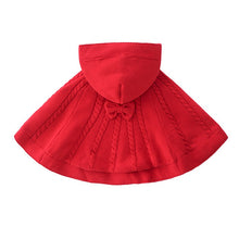 Carregar imagem no visualizador da galeria, Poncho rojo de hilo con relieve y capucha
