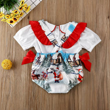 Cargar imagen en el visor de la galería, Body detalles de navidad y moño, remera blanca
