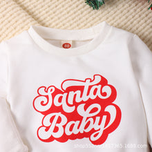 Cargar imagen en el visor de la galería, Body blanco con  letras de navidad, pantalón pata ancha rojo (No incluye vincha)
