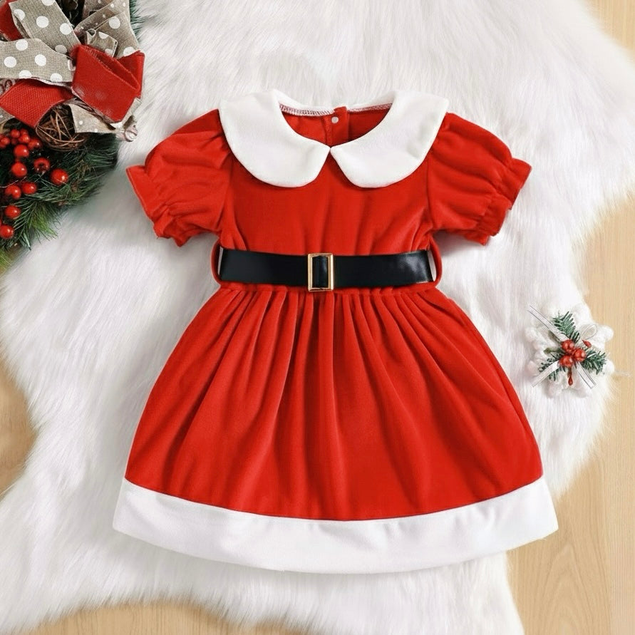 Vestido rojo de Mamá Noel con cinto negro