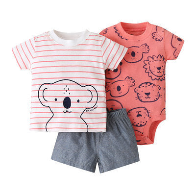 Pack de body con remera estampa de koala y short gris