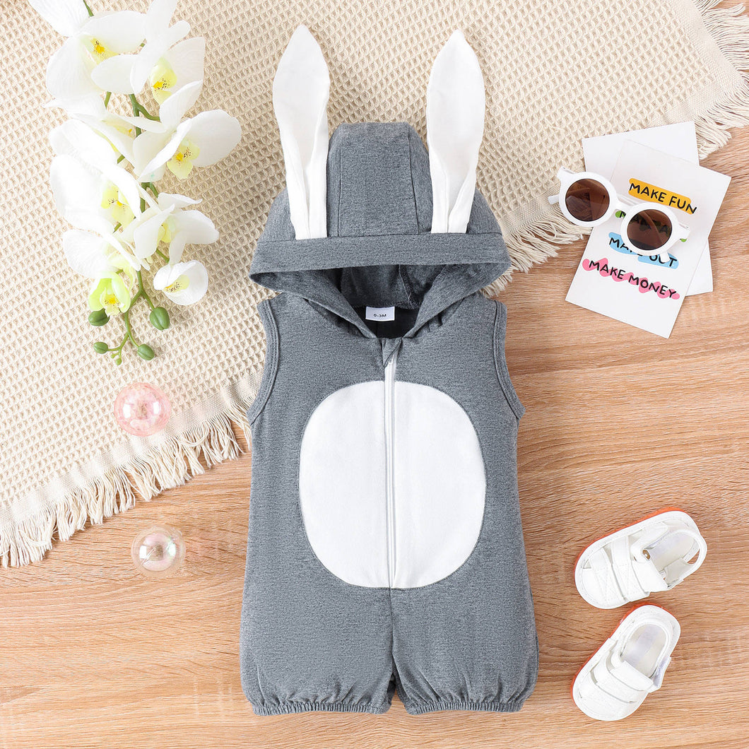 Body gris con capucha de conejo