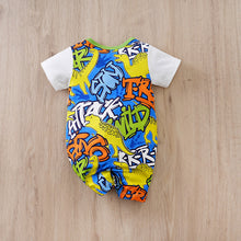 Cargar imagen en el visor de la galería, Body enterizo, jardinera falsa con estampas de dino y letras coloridos
