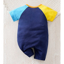 Cargar imagen en el visor de la galería, Body enterizo azul marino con mangas coloridos y estampa de espacio
