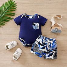 Carregar imagem no visualizador da galeria, Body azul marino con short de hojas
