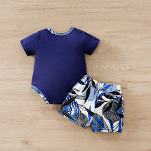 Carregar imagem no visualizador da galeria, Body azul marino con short de hojas
