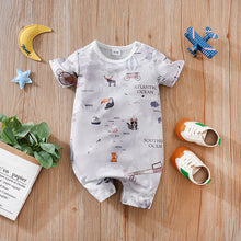 Cargar imagen en el visor de la galería, Body enterizo gris con estampas de mapa y animales

