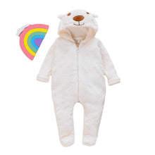 Carregar imagem no visualizador da galeria, Body enterizo osito blanco polar con capucha de oso
