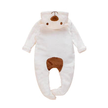 Carregar imagem no visualizador da galeria, Body enterizo osito blanco polar con capucha de oso
