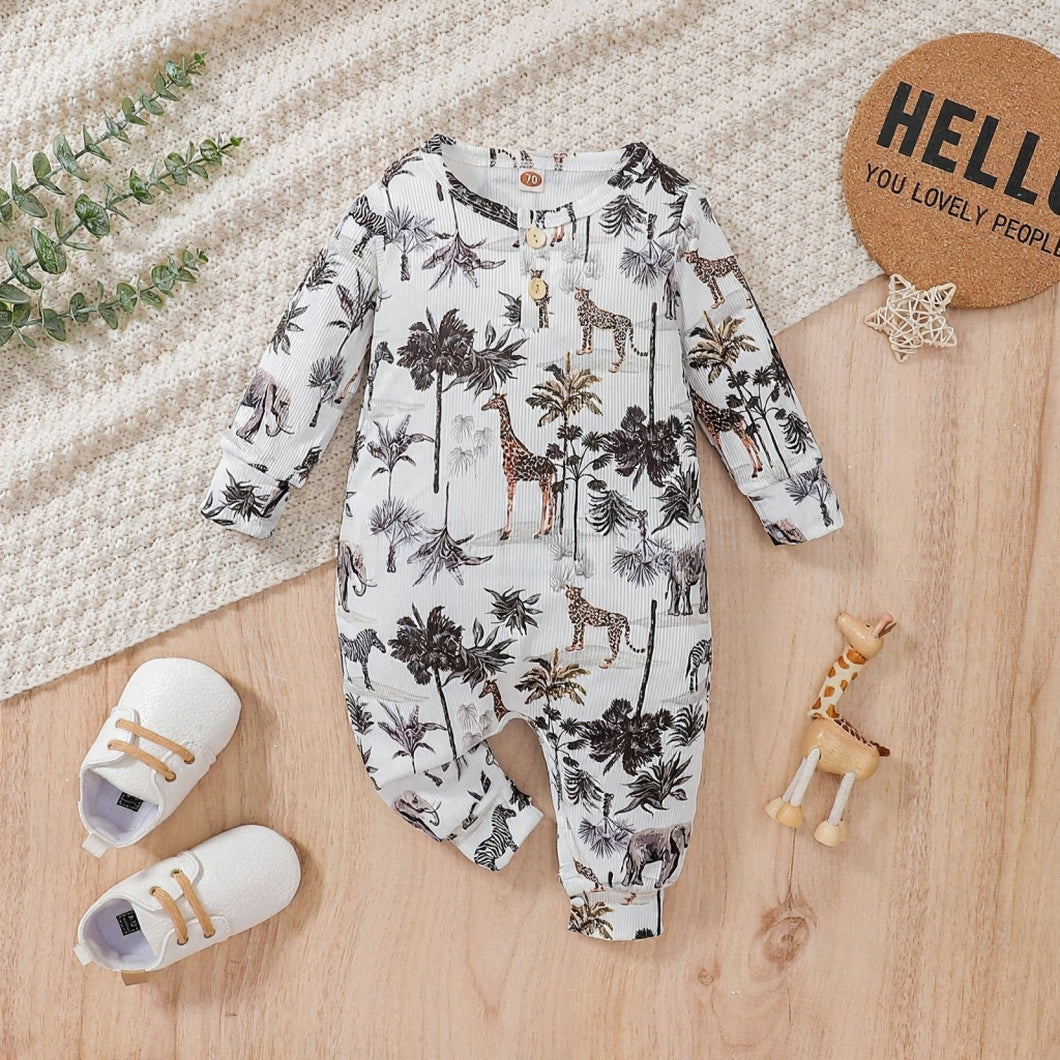 Body enterizo blanco con estampa de  safari
