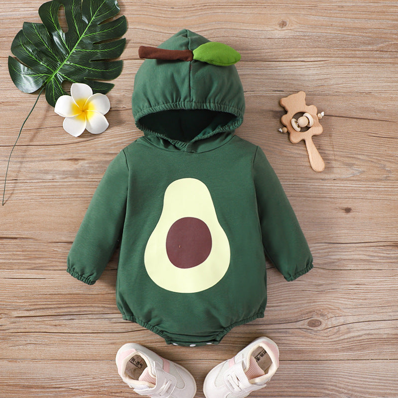 Body verde con diseño de aguacate y capucha