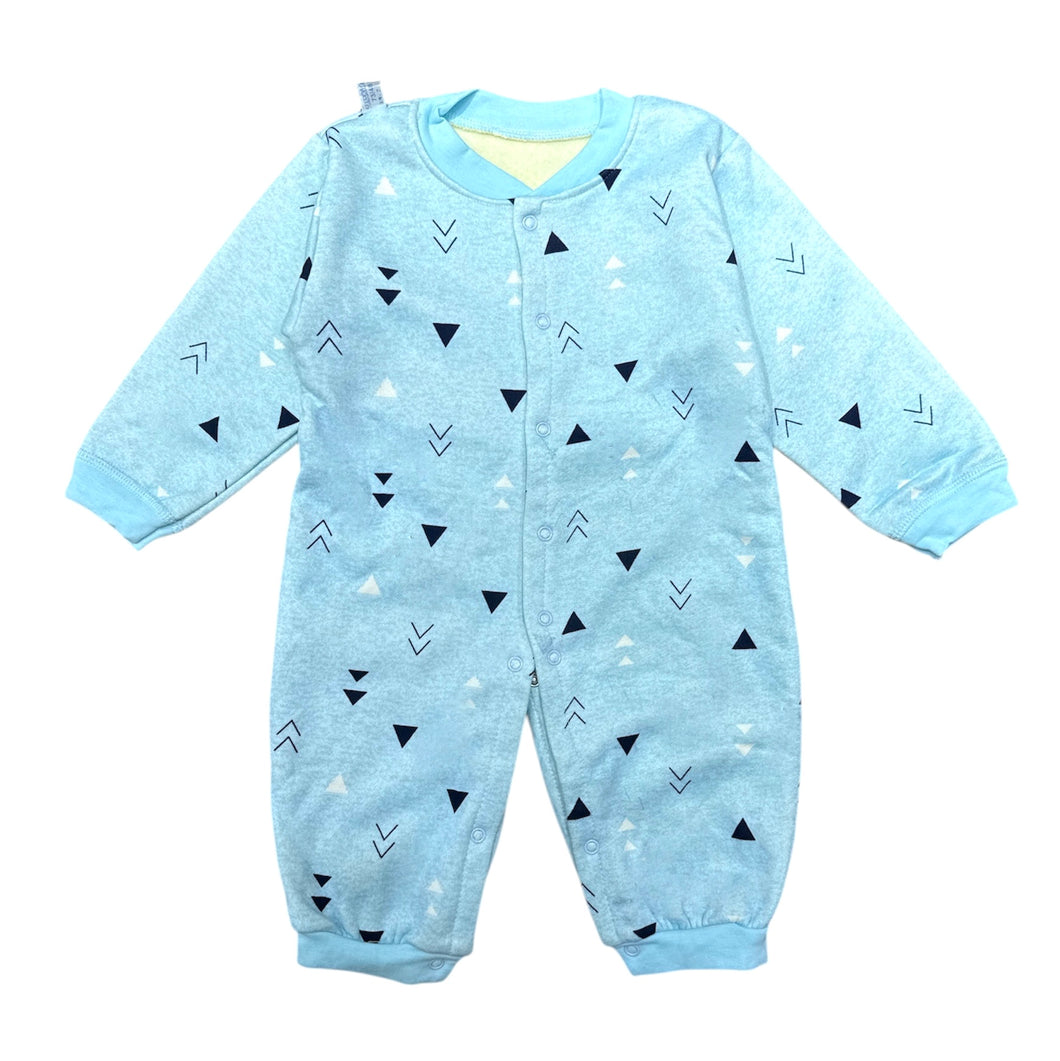 Body enterizo celeste con forro polar y estampas