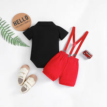 Carregar imagem no visualizador da galeria, Body negro con moño y short con tirante rojo estilo Mickey
